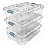 Kit 3 Caixas Organizadoras Transparente 17 Litros Pp Uninjet