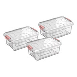 Kit 3 Caixas Organizadoras Transparente 3 Litros Pp Uninjet Liso