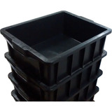 Kit 3 Caixas Plastica 15 Lts Preta + 1 Tampa P/ Composteira