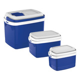 Kit 3 Caixas Térmica Azul De 32 12 E 5 Litros Cooler Soprano