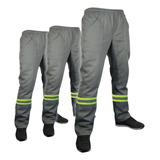 Kit 3 Calça Brim Pesado Uniforme Trabalho C/ Faixa Refletiva
