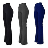 Kit 3 Calça Flare Legging Femenina Bailarina Boca De Sino