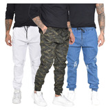 Kit 3 Calça Jeans Masculina Jogger Com Punho Elastico Novas 