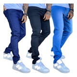 Kit 3 Calça Jeans Tradiconal Masculina N/skinny P/ Trabalho