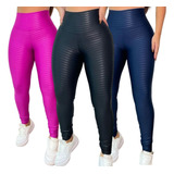 Kit 3 Calça Legging 3d Cirrê Poliamida Cintura Alta Premium