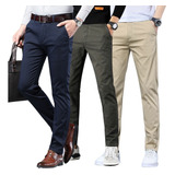 Kit 3 Calça Masculina Sarja Slim Esporte Fino