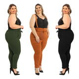 Kit 3 Calça Salopete Suspensorio Macacão Plus Size P Ao G3