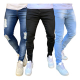 Kit 3 Calça Skinny Jeans Justa