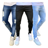 Kit 3 Calça Skinny Jeans Justa Na Perna Direto De Fabrica Nf