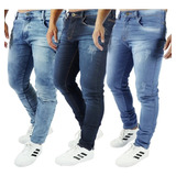 Kit 3 Calças Jeans Sarja Masculina Skiny C/ Laycra Atacado
