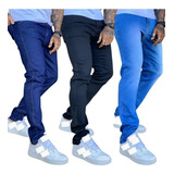 Kit 3 Calças Jeans Tracional Reta Masculina Lycra Elastano
