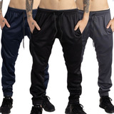 Kit 3 Calças Jogger Malha Premium Flanelada Skinny Slim 001