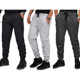 Kit 3 Calças Moletom Jogger Masculi Academia Casual Promoção