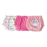 Kit 3 Calcinhas Bebe Tapa Fralda 100% Algodão Luna Cod 035 N