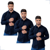 Kit 3 Camisa Camiseta Social Masculina Slim Justa Casual