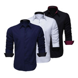 Kit 3 Camisa Manga Longa Masculina