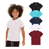 Kit 3 Camisa Polo Infantil Menino Manga Curta Piquet Atacado