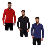 Kit 3 Camisa Slim Fit Masculino Social Full Envio Imediato