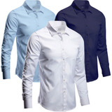 Kit 3 Camisa Social Masculina Slim Fit Pronta Entrega