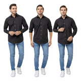 Kit 3 Camisa Social Preta Premium Slim Empório Colombo