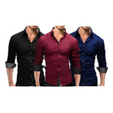 Kit 3 Camisa Social Slim Fit - Tecido Premium Envio 24 Hrs