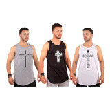 Kit 3 Camisas Camisetas Regatas Masculina Longline Estampada