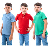 Kit 3 Camisas Infantis Polo Piquet
