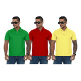 Kit 3 Camisas Masculina Gola Polo Camiseta Básica Leve Combo