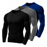 Kit 3 Camisas Segunda Pele Proteção Solar Uv Térmica