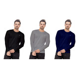 Kit 3 Camisas Segunda Pele Proteção Solar Uv Treino Térmica