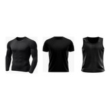 Kit 3 Camisas Térmicas Proteção Uv Segunda Pele Dry Fit