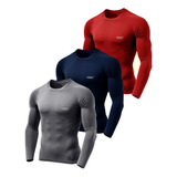 Kit 3 Camisas Térmicas Protect Solar Uv 50 Frio E Calor