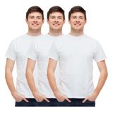Kit 3 Camiseta Básica Branca Casual
