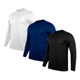 Kit 3 Camiseta Camisa Manga Longa Atacado Masculina Dry Uv