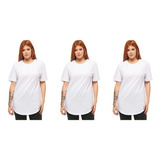 Kit 3 Camiseta Feminina Oversized Longline Swag - C1
