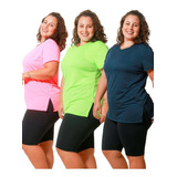 Kit 3 Camiseta Feminina Plus Size