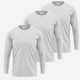 Kit 3 Camiseta Manga Longa Masculina Slim Algodão 30.1 Zaroc