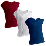 Kit 3 Camisetas Basicas Feminina 100% Algodão Lisa Premium