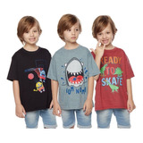 Kit 3 Camisetas Infantil Bebe Menino