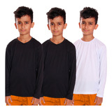 Kit 3 Camisetas Infantil Menino Proteção Uv Manga Longa
