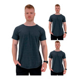 Kit 3 Camisetas Longline Masculinas Lisas