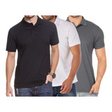 Kit 3 Camisetas Polo Piquet Masculina