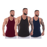 Kit 3 Camisetas Regata Masculina Super Cavadas Treino Machão