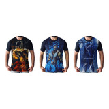 Kit 3 Camisetas Sub Zero Scorpion Raiden Mortal Kombat Game
