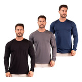 Kit 3 Camisetas Térmica Masculina Segunda Pele Proteção Uv
