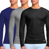 Kit 3 Camisetas Térmicas Masculina Segunda Pele Camisa Uv 50