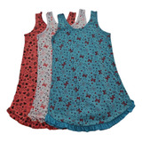 Kit 3 Camisola Regata Estampada Sem Manga De Malha Senhora