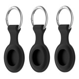 Kit 3 Capa Para Apple Airtag Silicone Luxo Premium Preto
