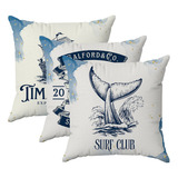 Kit 3 Capas Almofadas Decorativas Praia Surf 45x45 Id Decor