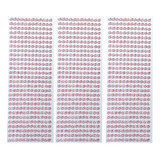 Kit 3 Cartelas Adesivo Strass Furta Cor Rosa 6mm